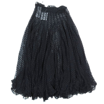 Dior Dot Mesh Lace Flare Skirt Long Sheer Beige 34 — view 3