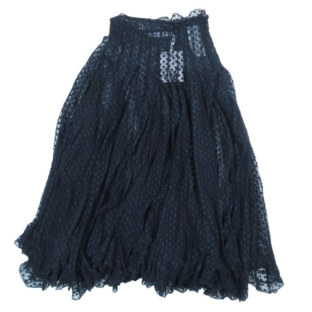 Dior Dot Mesh Lace Flare Skirt Long Sheer Beige 34 — view 2