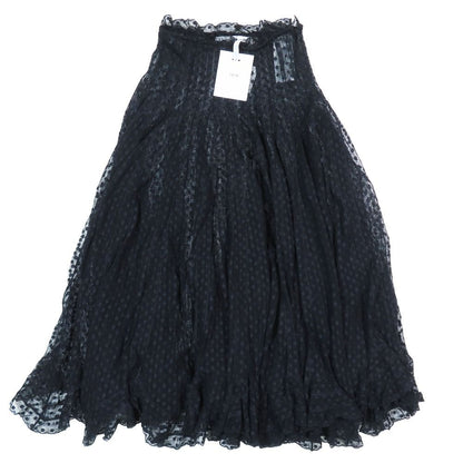 Dior Dot Mesh Lace Flare Skirt Long Sheer Beige 34