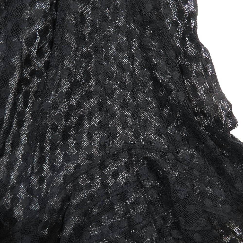 Dior Dot Mesh Lace Flare Skirt Long Sheer Beige 34 — view 5