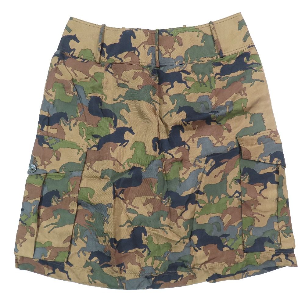 Hermes Horse Camouflage All Over Print Cargo Skirt Silk Camo Logo Button 38 — view 2