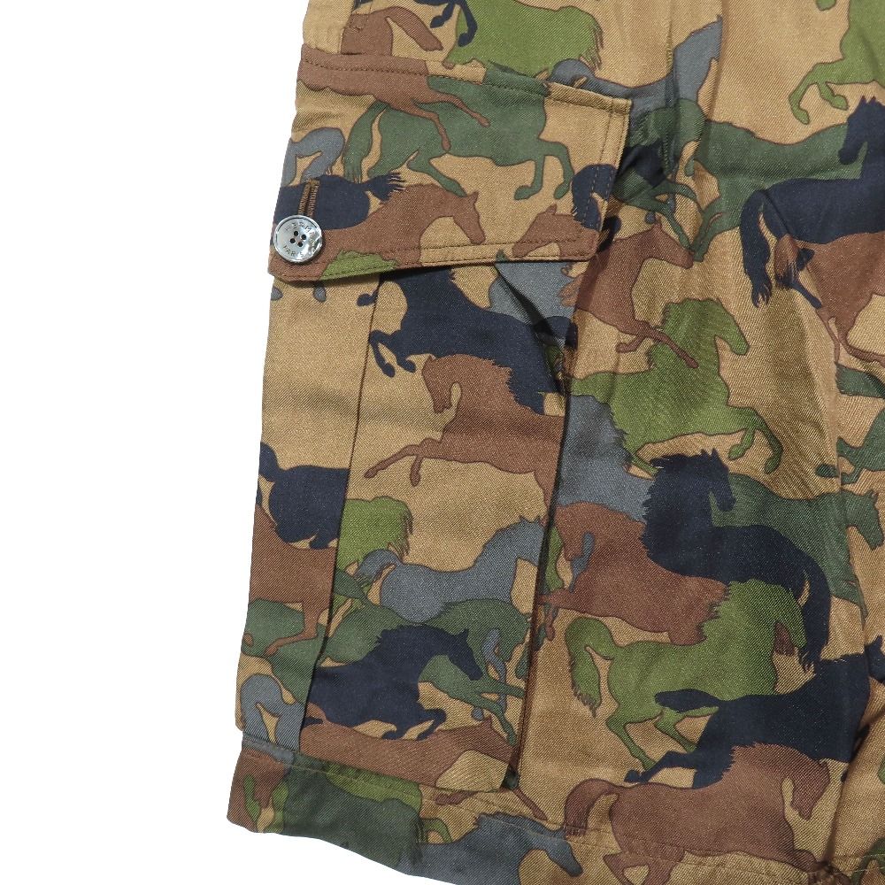 Hermes Horse Camouflage All Over Print Cargo Skirt Silk Camo Logo Button 38 — view 4