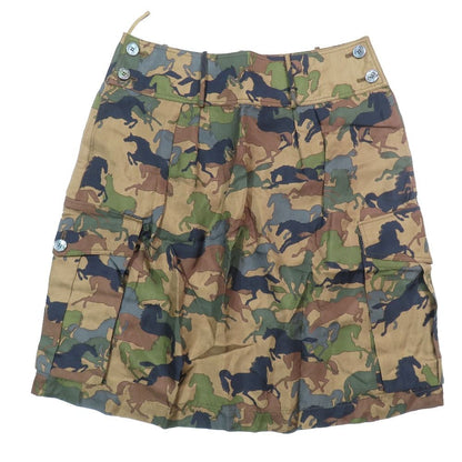 Hermes Horse Camouflage All Over Print Cargo Skirt Silk Camo Logo Button 38