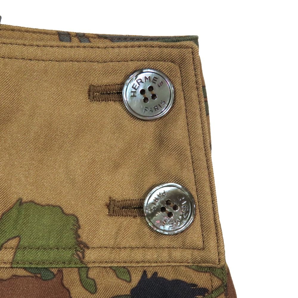 Hermes Horse Camouflage All Over Print Cargo Skirt Silk Camo Logo Button 38 — view 3