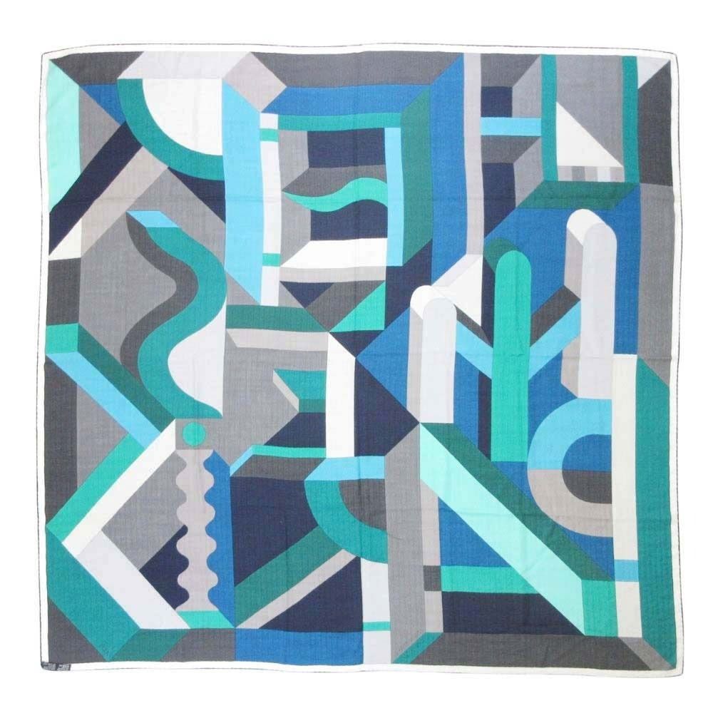 Hermes Carre Geant 140 Perspective Cavaliere Scarf Shawl Green Gray — view 2