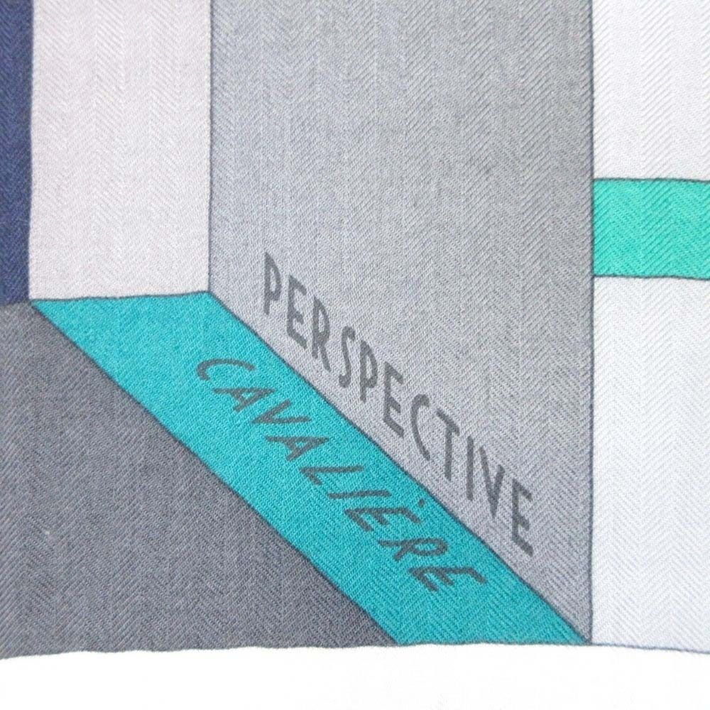 Hermes Carre Geant 140 Perspective Cavaliere Scarf Shawl Green Gray — view 6