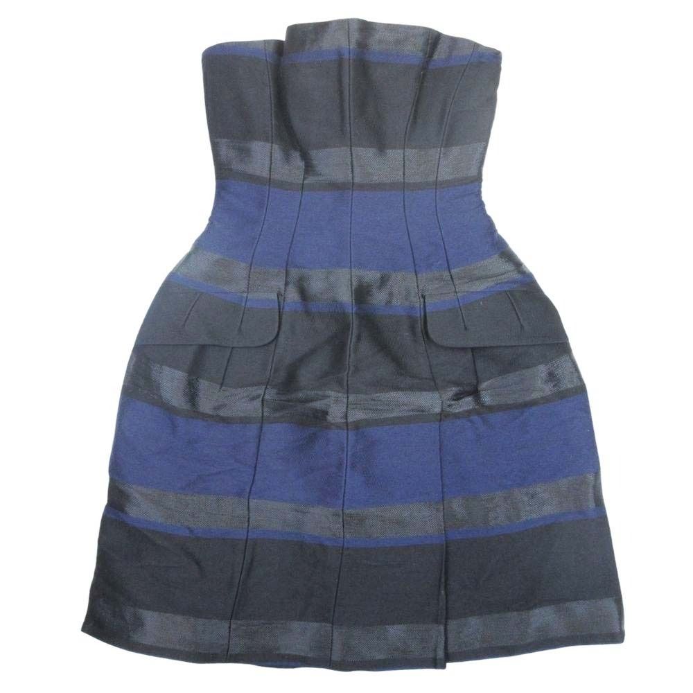 Dior Bare Top Dress Random Border Knee-Length Navy Black 36