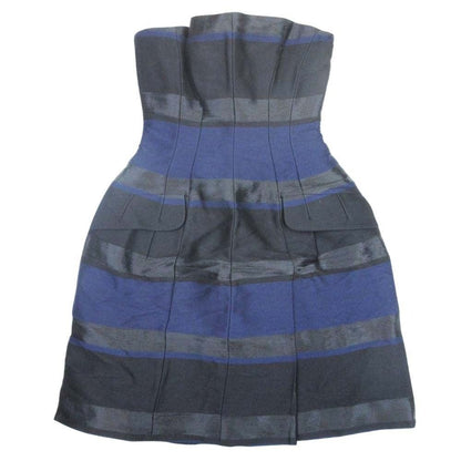 Dior Bare Top Dress Random Border Knee-Length Navy Black 36