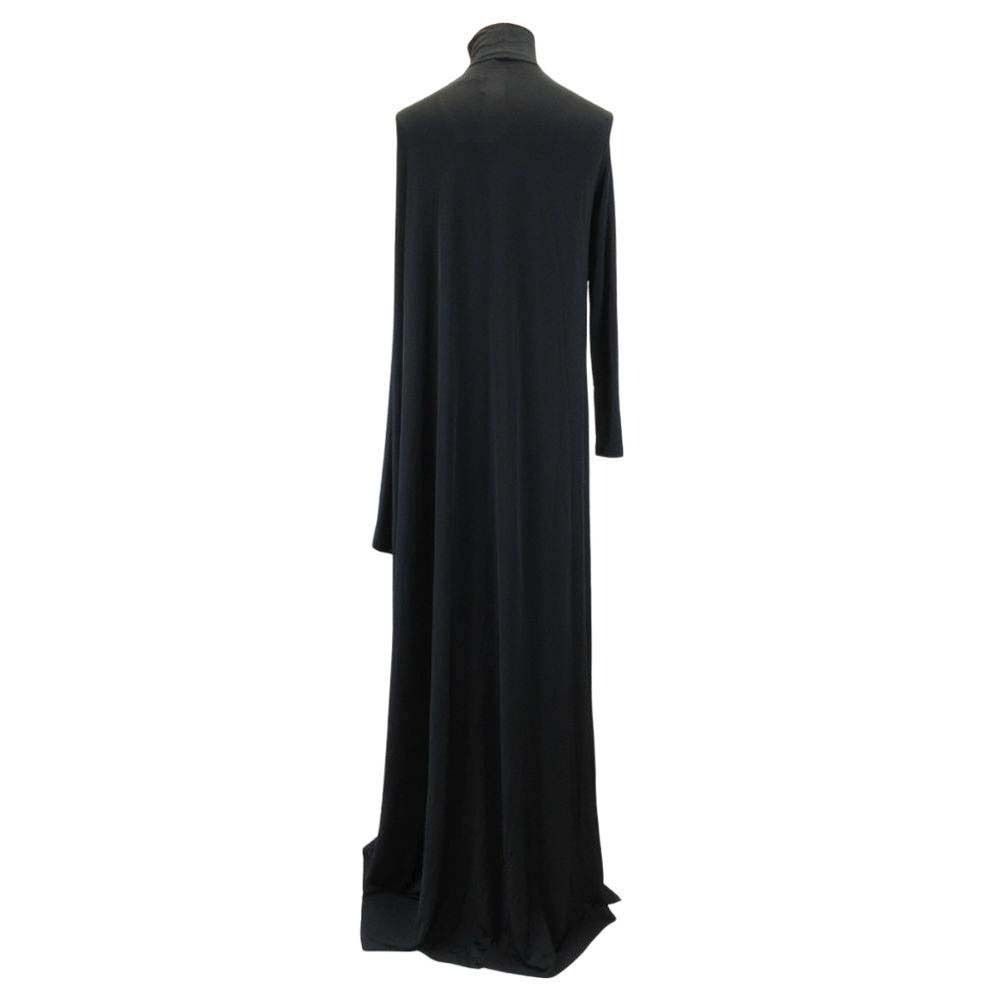Balenciaga Rayon Stretch Maxi Dress Asymmetric Long Sleeve Black 36 — view 3