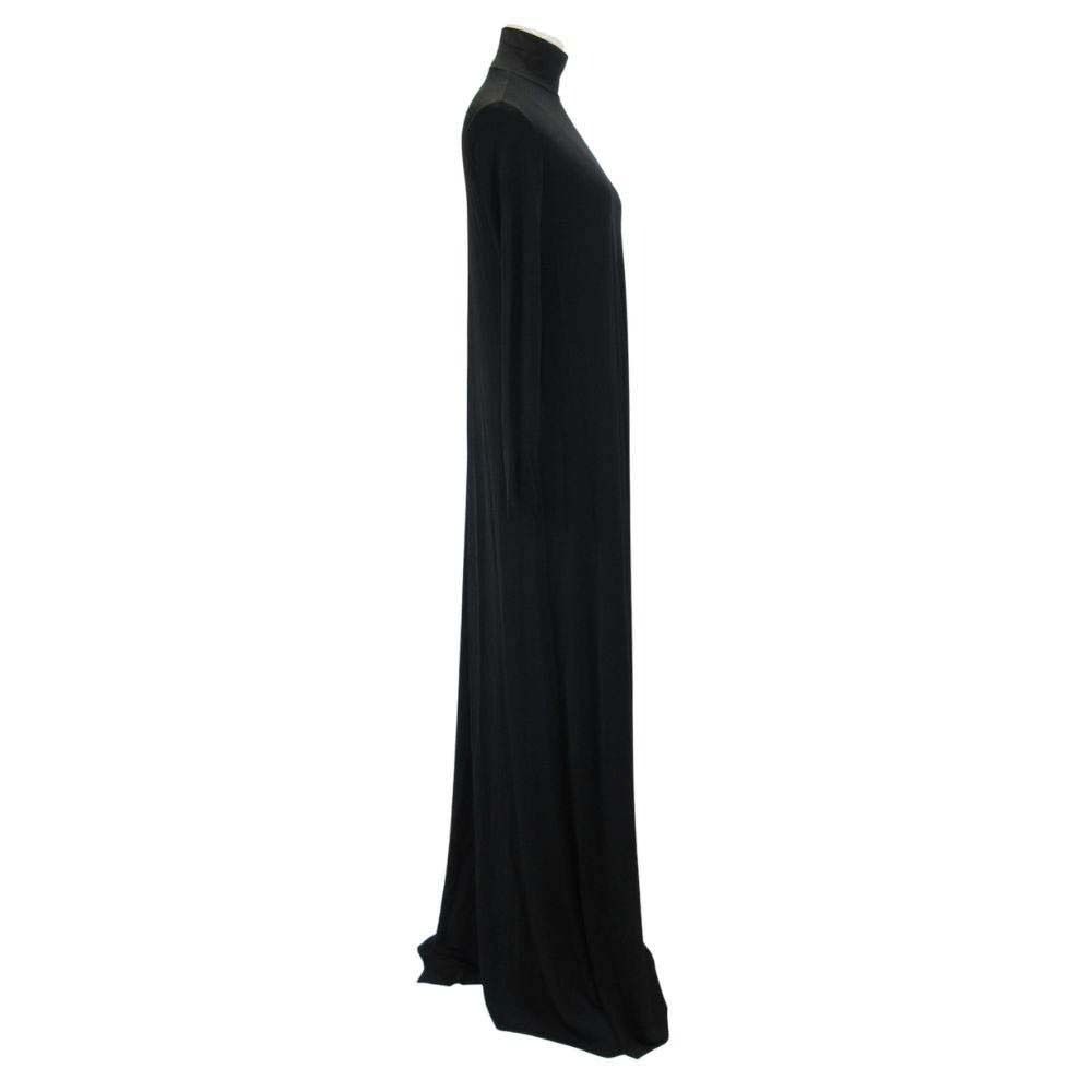 Balenciaga Rayon Stretch Maxi Dress Asymmetric Long Sleeve Black 36 — view 4