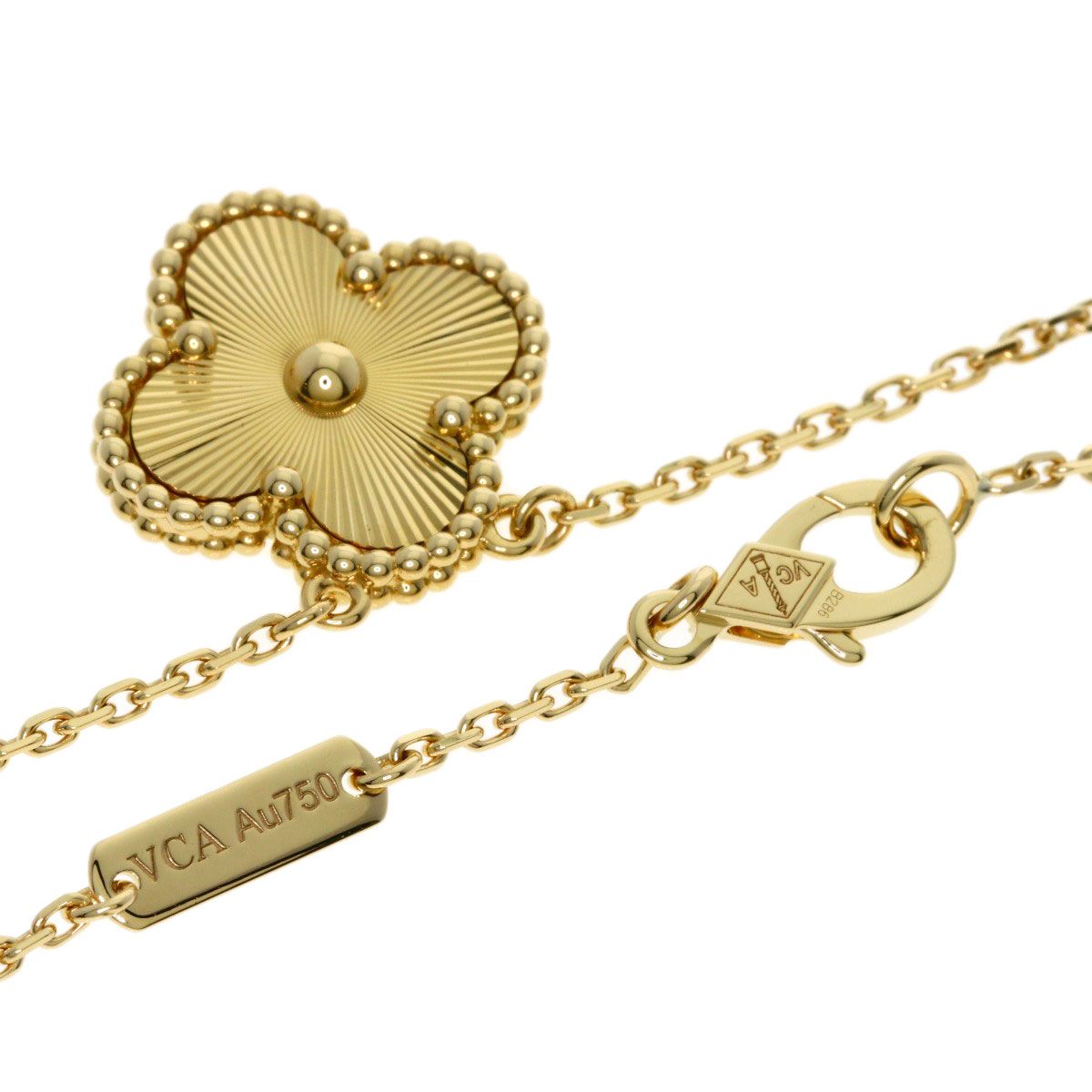 Van Cleef & Arpels Vintage Alhambra Guilloche Necklace 18k Yellow Gold — view 2