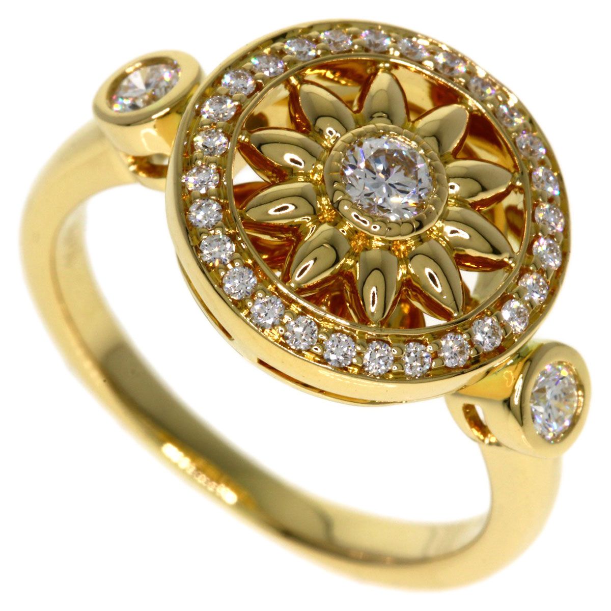 Harry Winston Gate Rosette Diamond Ring 18k Yellow Gold