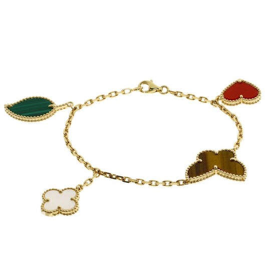 Van Cleef & Arpels Lucky Alhambra 4 Motif Shell Bracelet 18k Yellow Gold