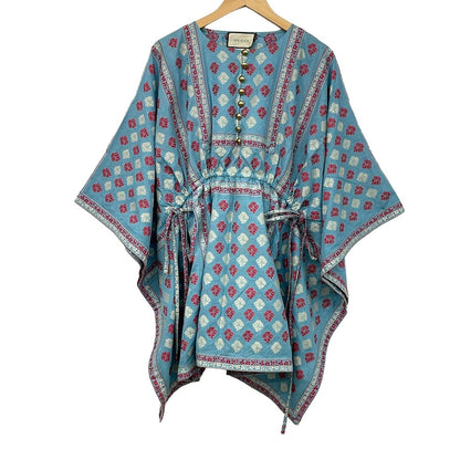 Gucci Dress M Light Blue Red White Flower 40