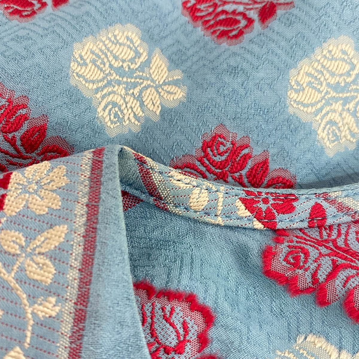 Gucci Dress M Light Blue Red White Flower 40 — view 5