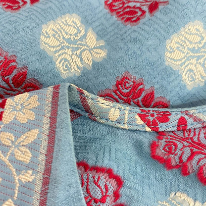 Gucci Dress M Light Blue Red White Flower 40 — view 5