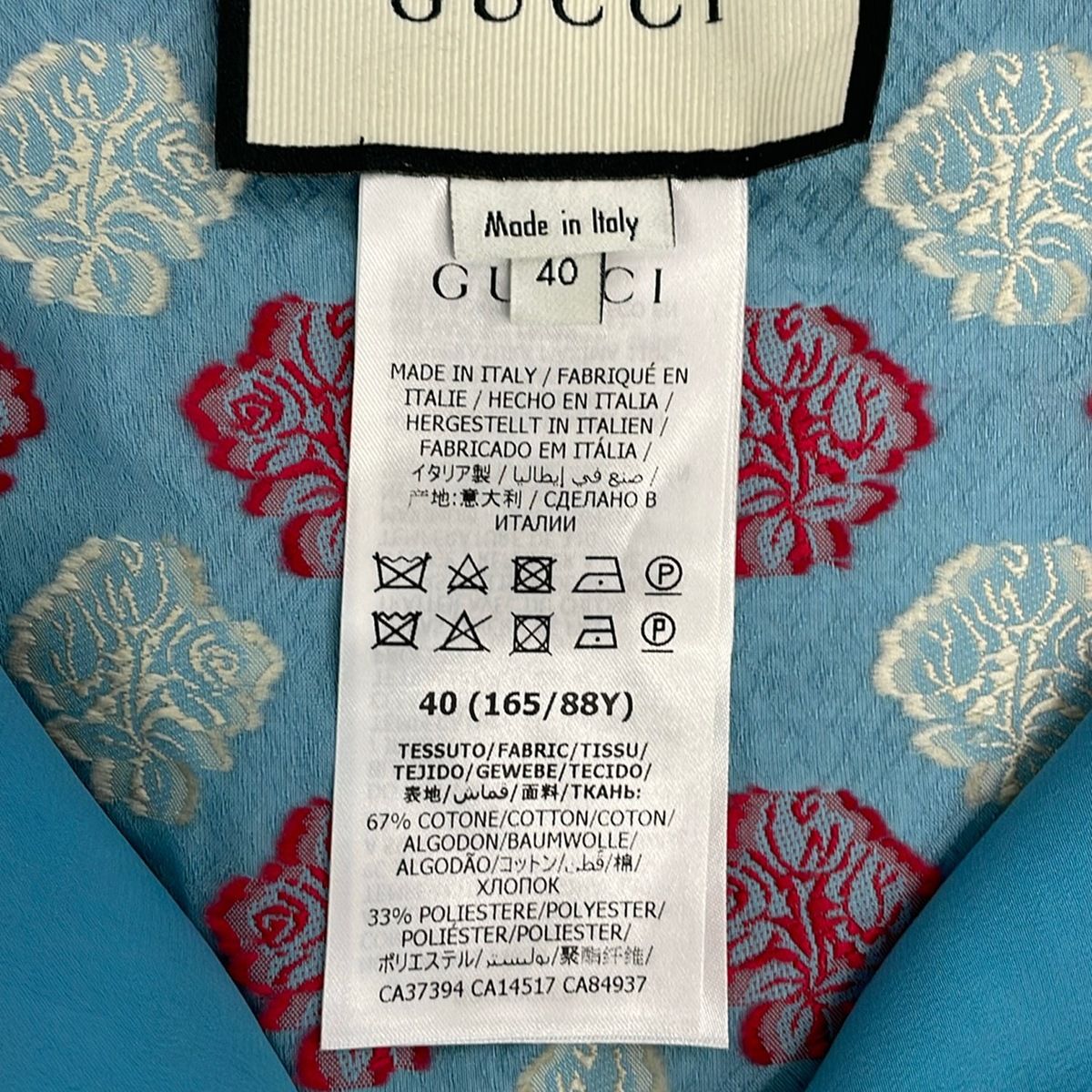 Gucci Dress M Light Blue Red White Flower 40 — view 4