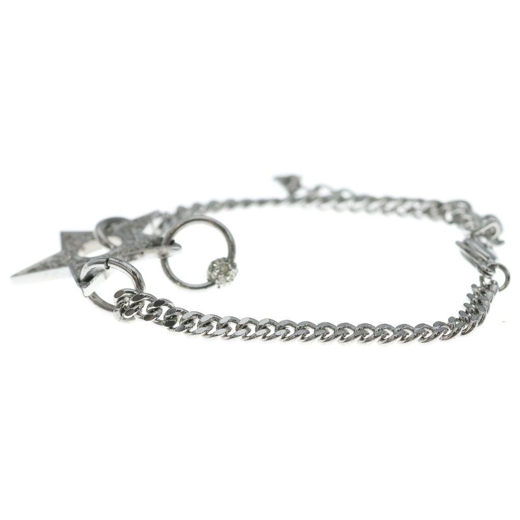 Dior Star Motif Rhinestone Bracelet Silver Chain — view 3