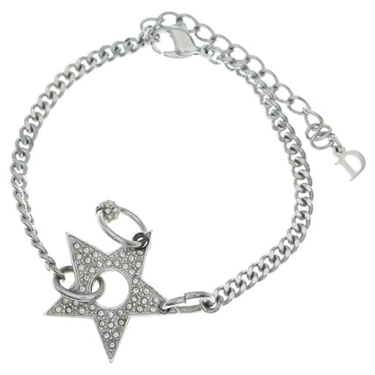 Dior Star Motif Rhinestone Bracelet Silver Chain
