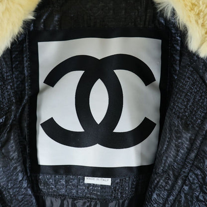 Chanel Sports Line Fur Zip Up Jacket Navy Polyester 08A — view 7