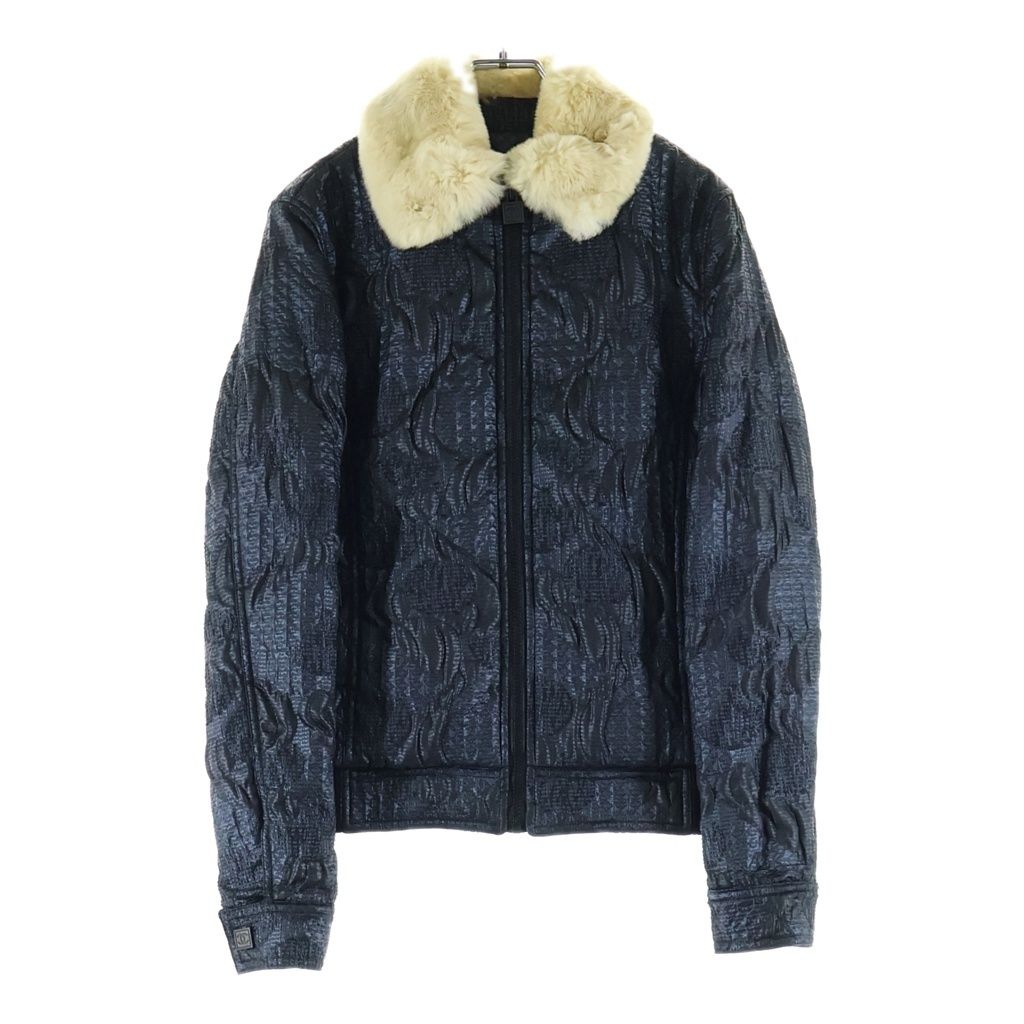 Chanel Sports Line Fur Zip Up Jacket Navy Polyester 08A