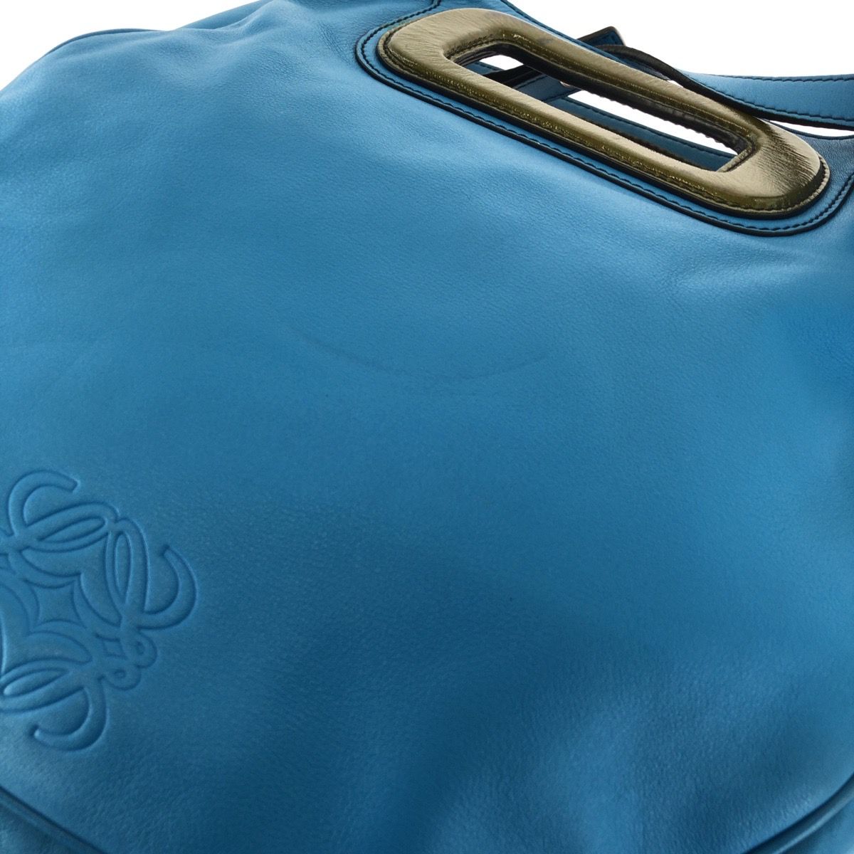 Loewe Anagram 2-Way Blue Silver Leather Shoulder Bag — view 5