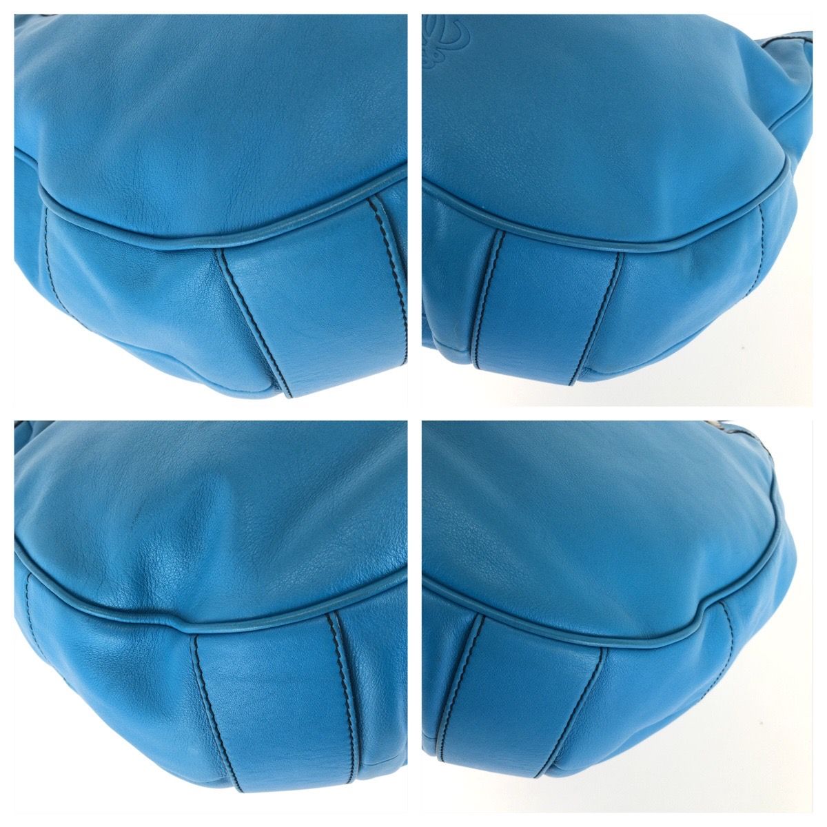 Loewe Anagram 2-Way Blue Silver Leather Shoulder Bag — view 3