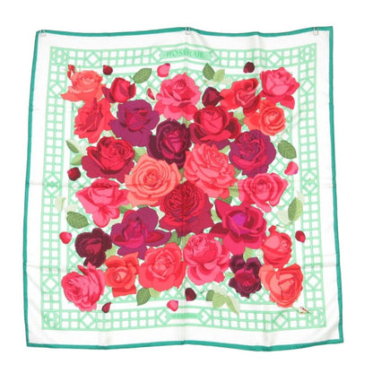 Hermes Scarf Carre 90 Roseraie Rose Garden Silk 100% Red Pink