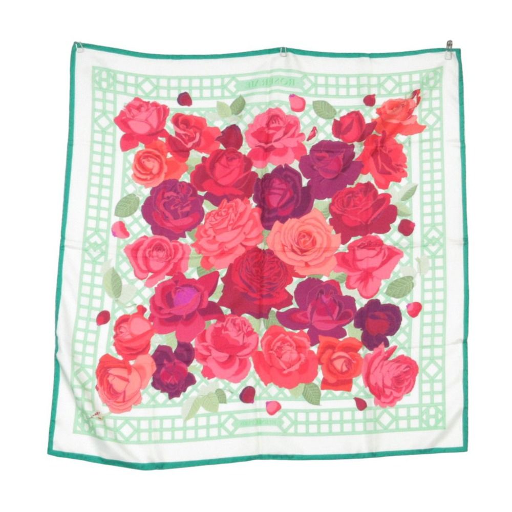 Hermes Scarf Carre 90 Roseraie Rose Garden Silk 100% Red Pink — view 2