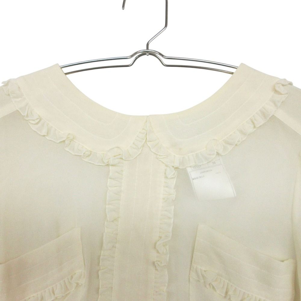 Chanel Blouse Ensemble Silk 100% Sheer Long Sleeve Shirt Camisole Top Ivory — view 7