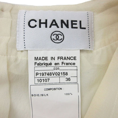 Chanel Blouse Ensemble Silk 100% Sheer Long Sleeve Shirt Camisole Top Ivory — view 8