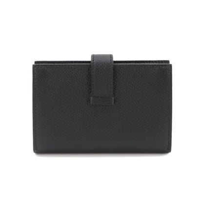Hermes Bearn Mini Compact Coin Purse Card Case Epsom Black Silver — view 3