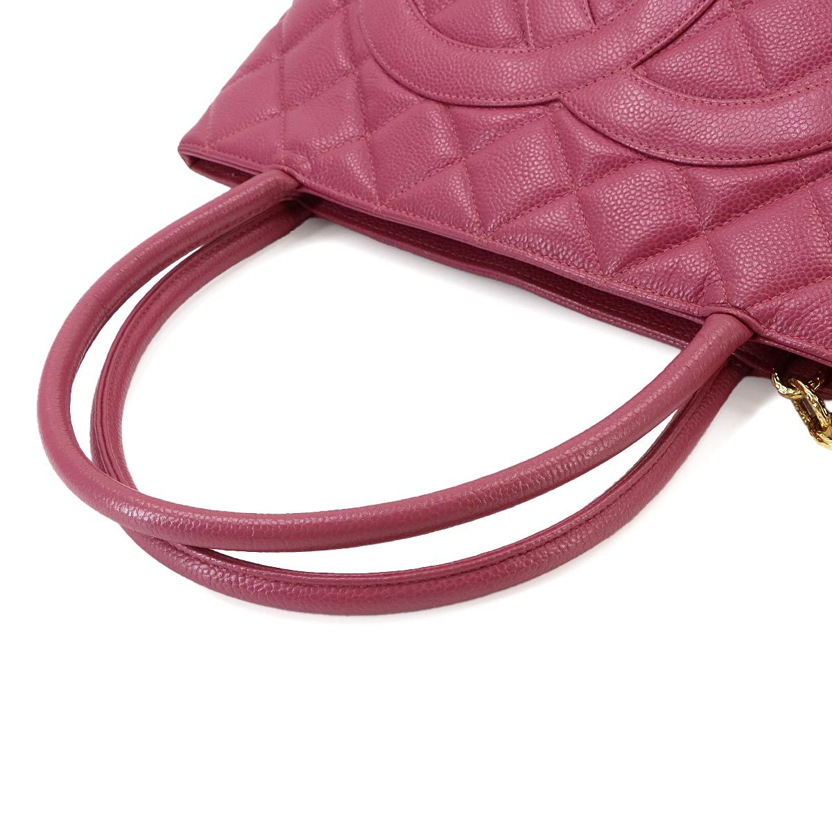 Chanel Reissue Tote Bag Caviar Leather Pink Gold Vintage Medallion — view 6