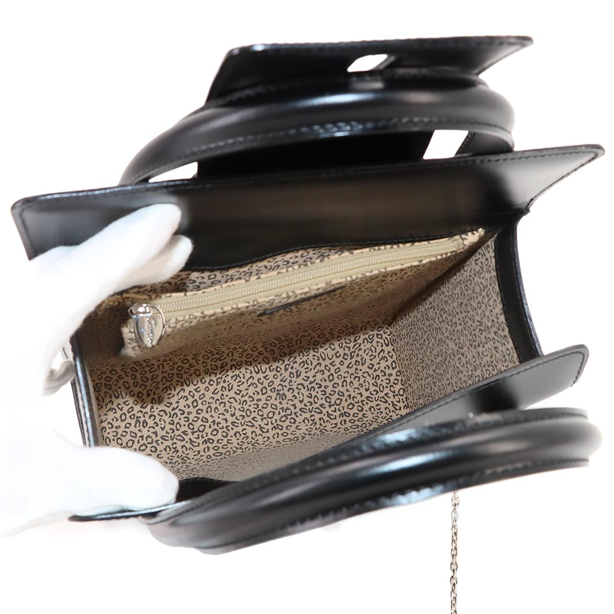 Cartier Panthere Hand Bag Leather Black Bag — view 7