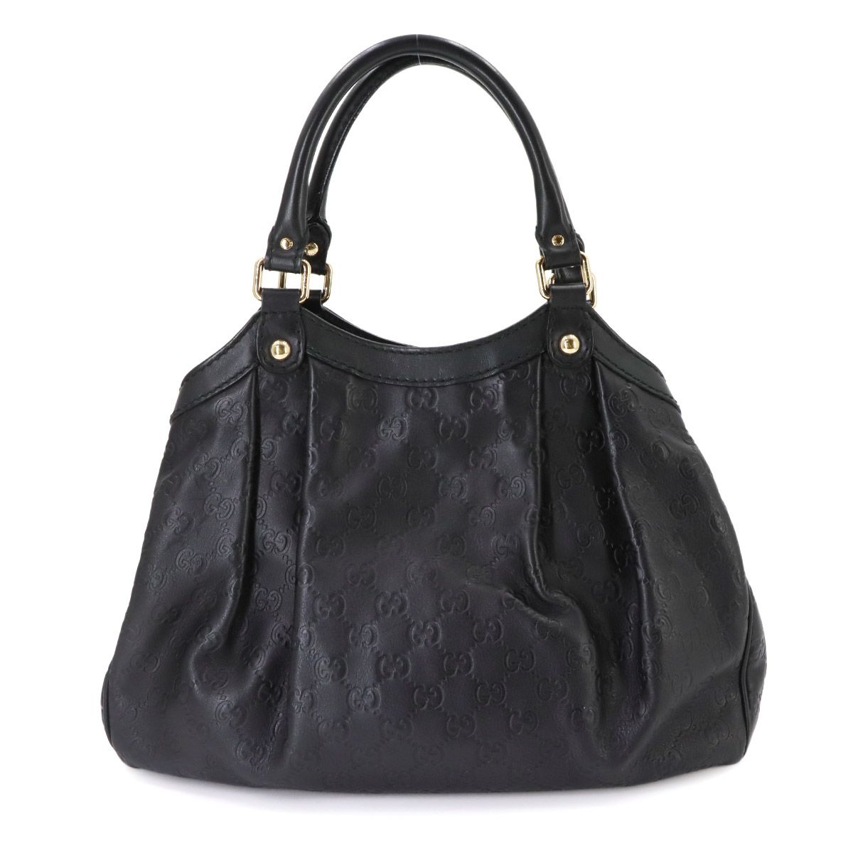 Gucci Guccissima Sukey Hand Bag Leather Black Gold Bag — view 2