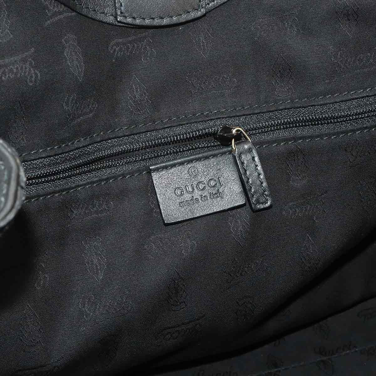 Gucci Guccissima Sukey Hand Bag Leather Black Gold Bag — view 7