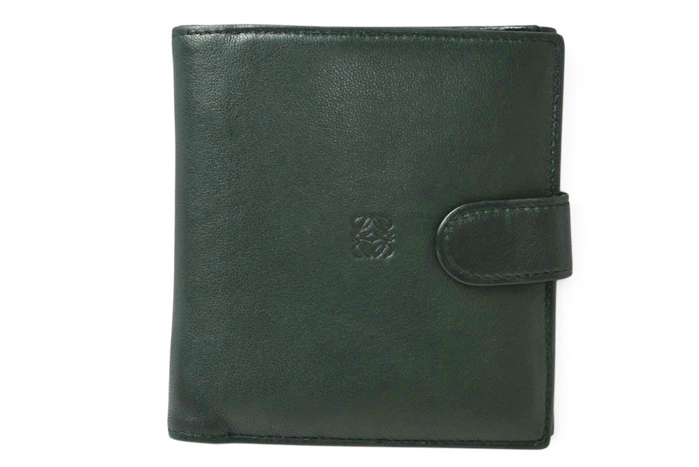 Loewe Bifold Wallet Vintage Anagram Logo Lambskin Deep Green