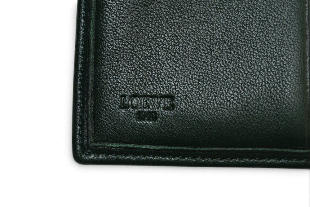 Loewe Bifold Wallet Vintage Anagram Logo Lambskin Deep Green — view 8