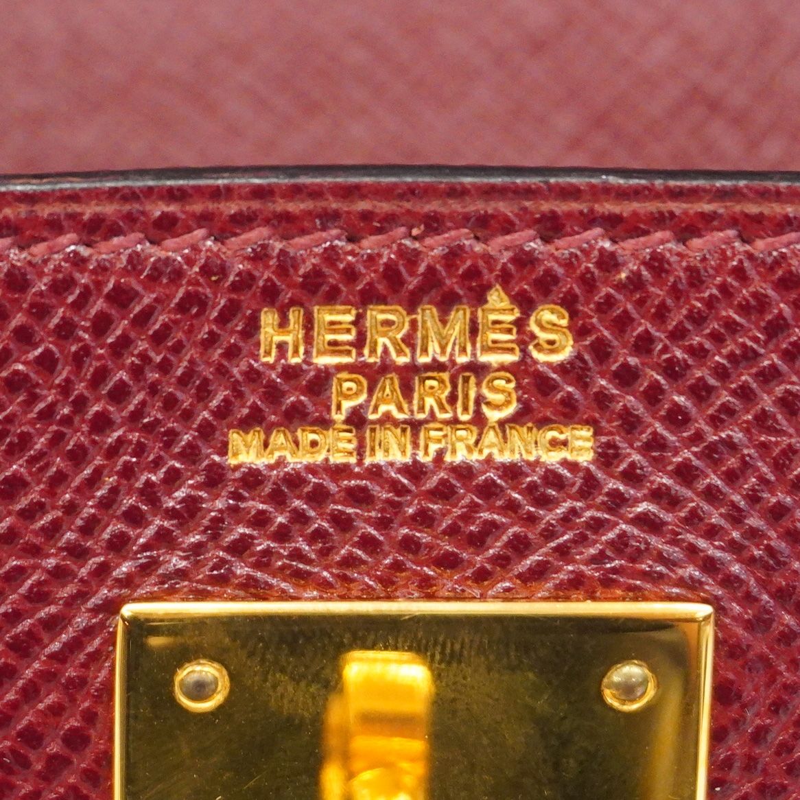 Hermes Handbag Kelly 32 Courchevel Rouge Ash Gold 2-Way Bag — view 5