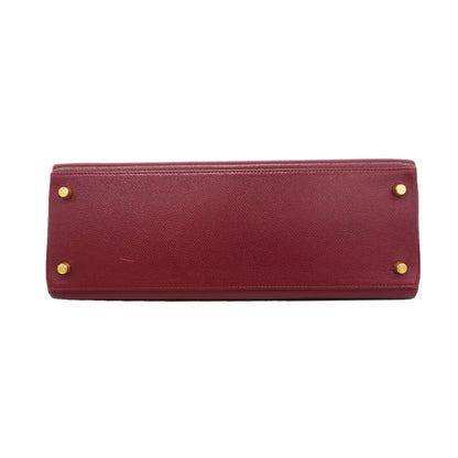 Hermes Handbag Kelly 32 Courchevel Rouge Ash Gold 2-Way Bag — view 3