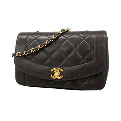 Chanel Shoulder Bag Diana Lambskin Black Gold