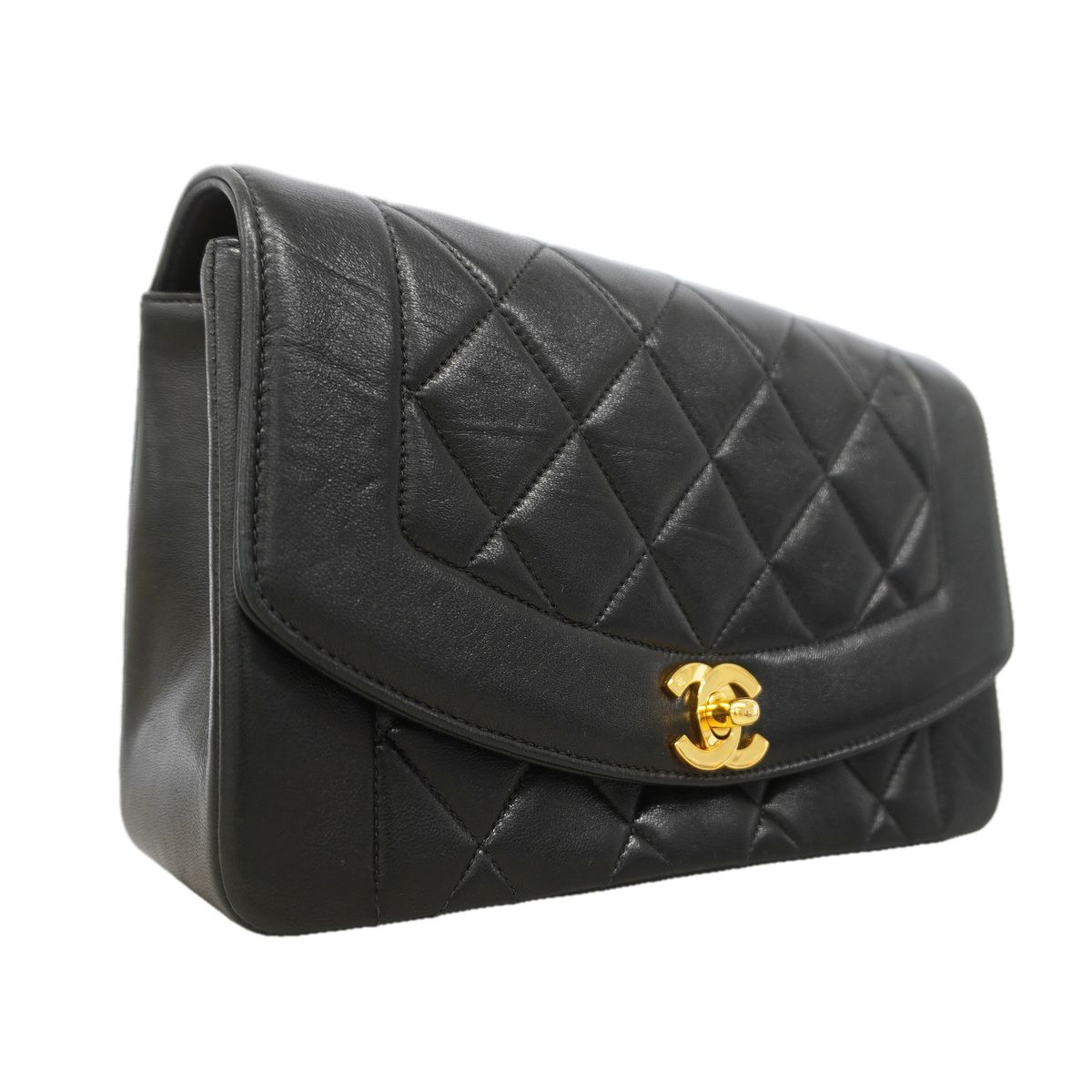 Chanel Shoulder Bag Diana Lambskin Black Gold — view 2