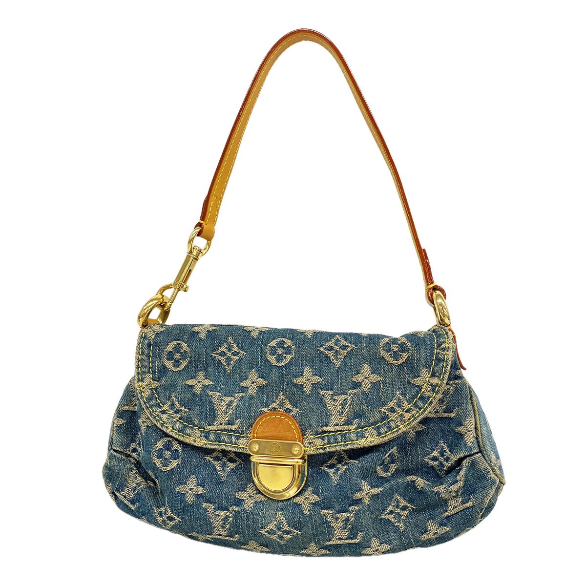 Louis Vuitton Handbag Monogram Denim Mini Pleaty Blue