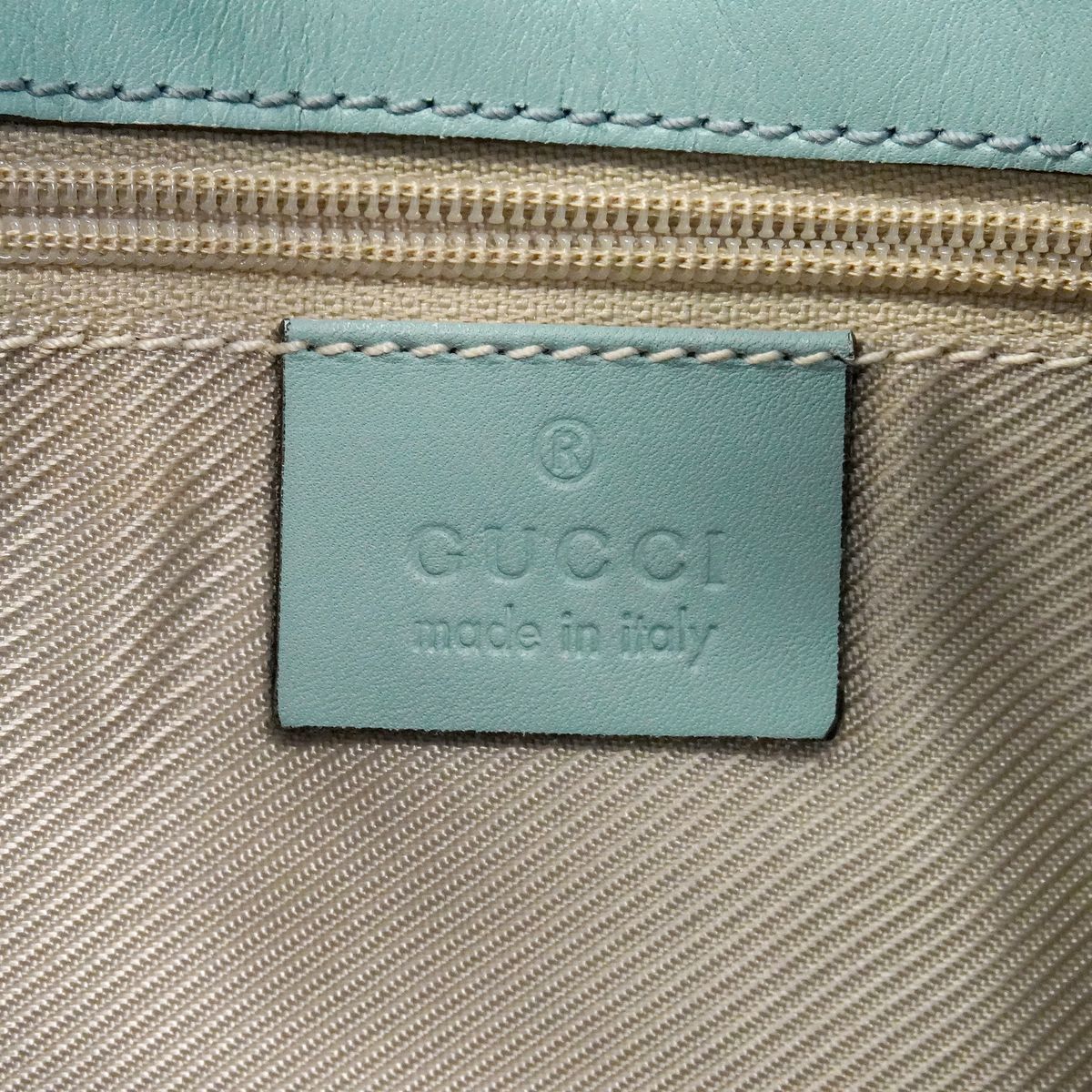 Gucci Shoulder Bag Suede Light Green Champagne Gold — view 5