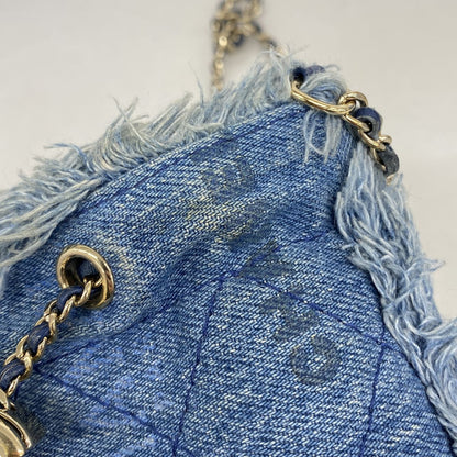 Chanel Shoulder Bag Quilted Denim Blue Champagne Gold — view 7