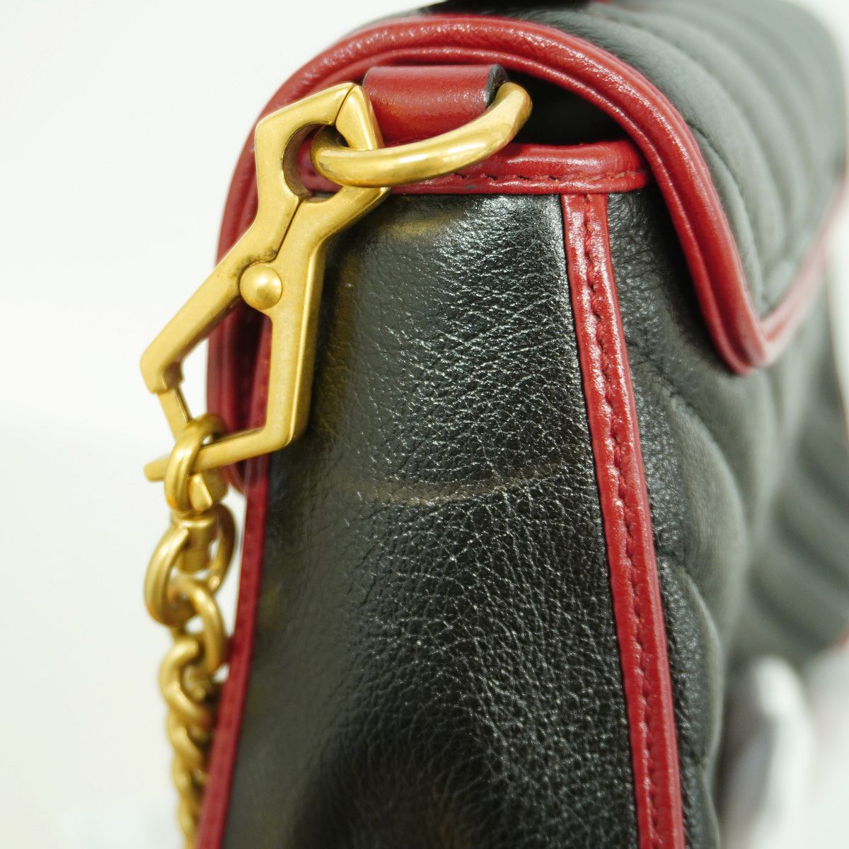 Gucci Handbag GG Marmont Leather Black Red Gold 2-Way Bag — view 6