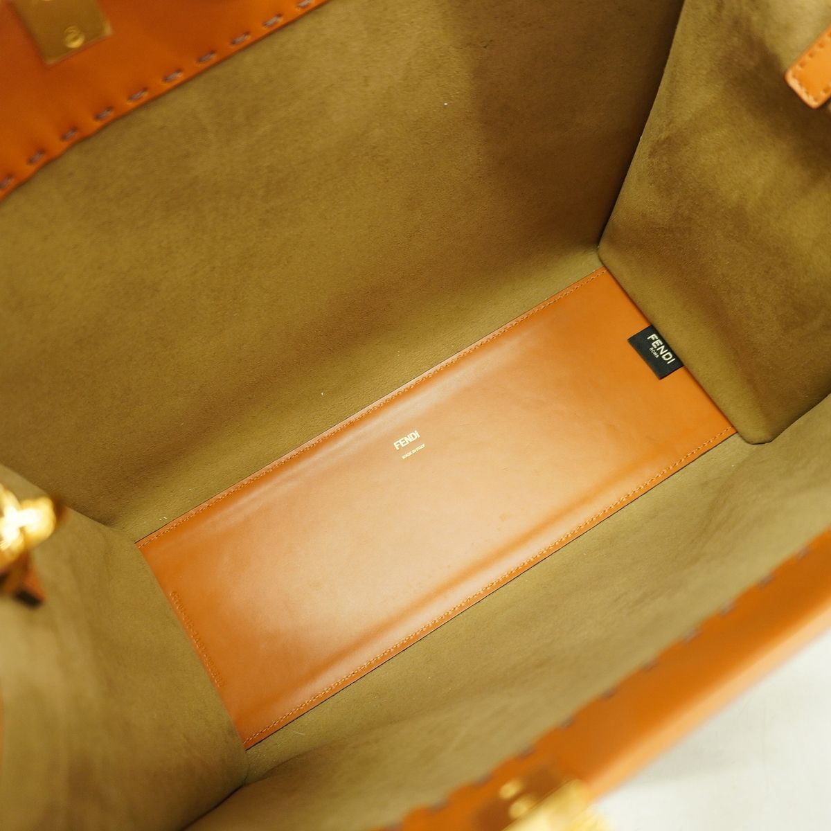 Fendi Tote Bag Sunshine Leather Brown Gold 2-Way — view 4