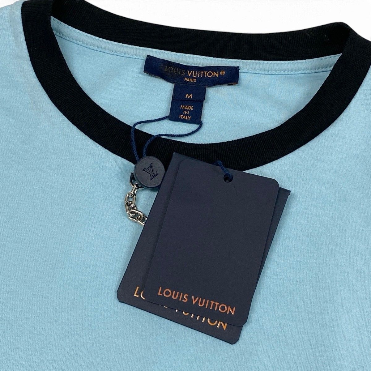 Louis Vuitton Tag Monogram Scarf T-Shirt Dress Light Blue Cotton Silk M — view 4