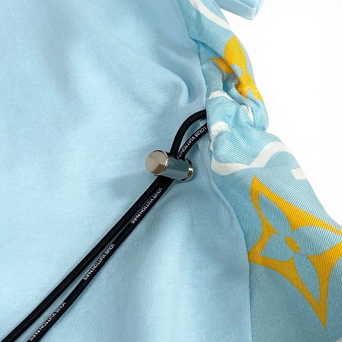 Louis Vuitton Tag Monogram Scarf T-Shirt Dress Light Blue Cotton Silk M — view 6