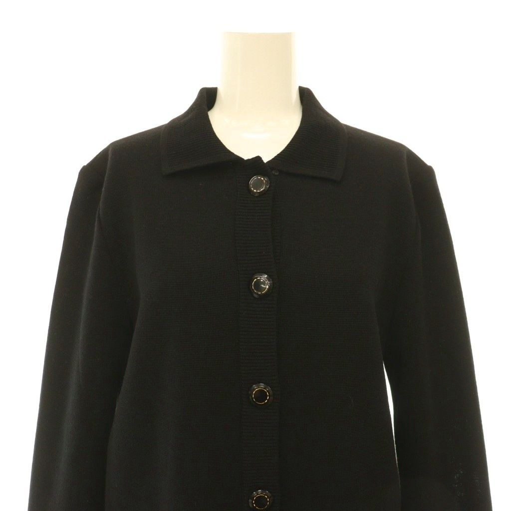 Saint Laurent Knit Coat Long Cardigan Wool Black ES M — view 4